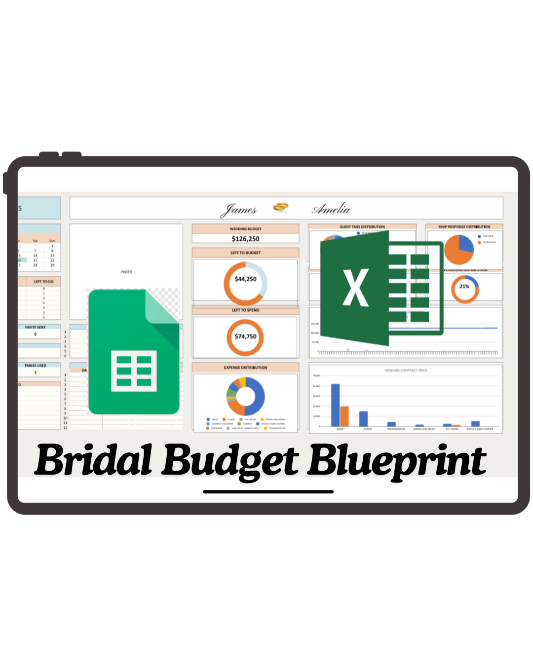 Bridal Budget Blueprint - Digital Spreadsheet Excel/Sheets