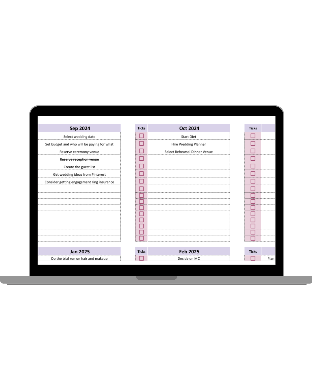 Bridal Budget Blueprint - Digital Spreadsheet Excel/Sheets